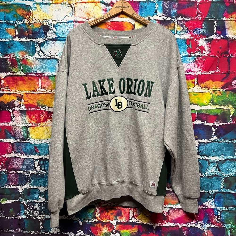 Vintage Lake Orion Dragons Football Sweatshirt XXL Embroidered